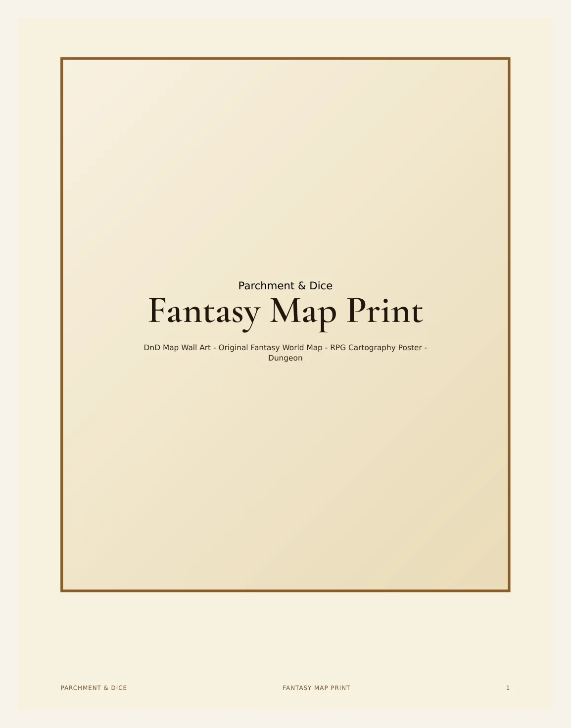 Fantasy Map Print - DnD Map Wall Art - Original Fantasy World Map - RPG Cartography Poster - Dungeon Master Gift - Instant Download — Preview page 2