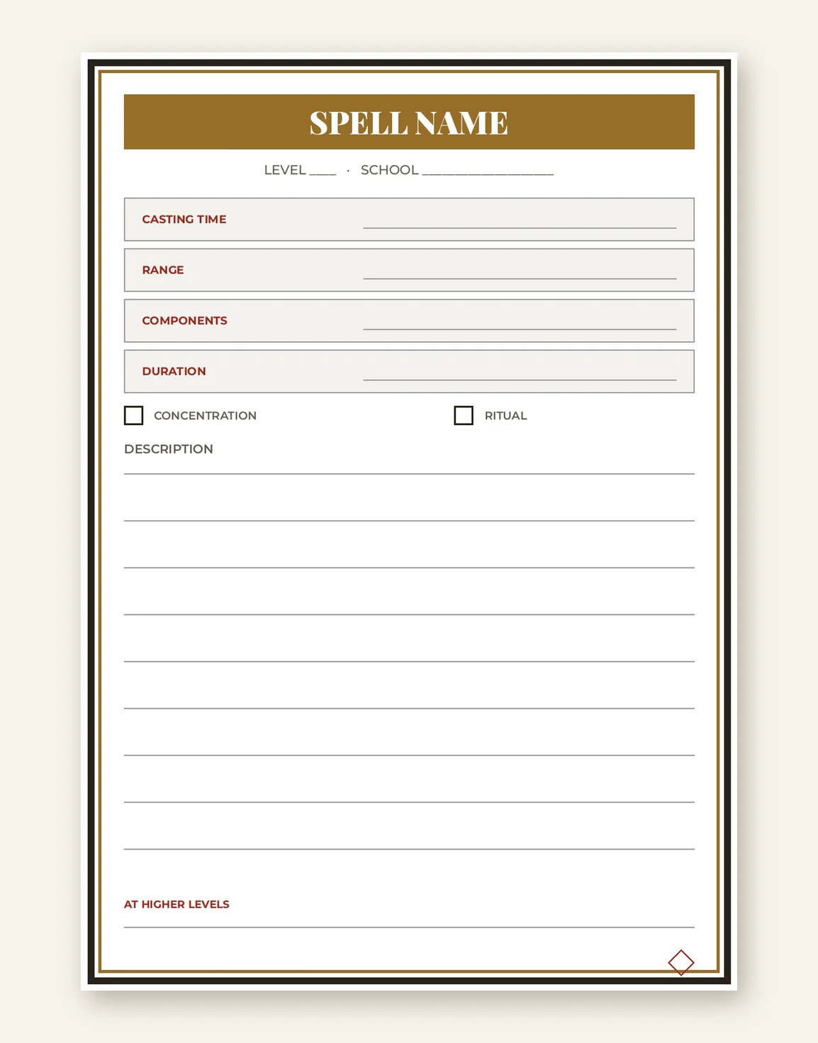 Blank DnD Spell Cards Printable — Preview page 3