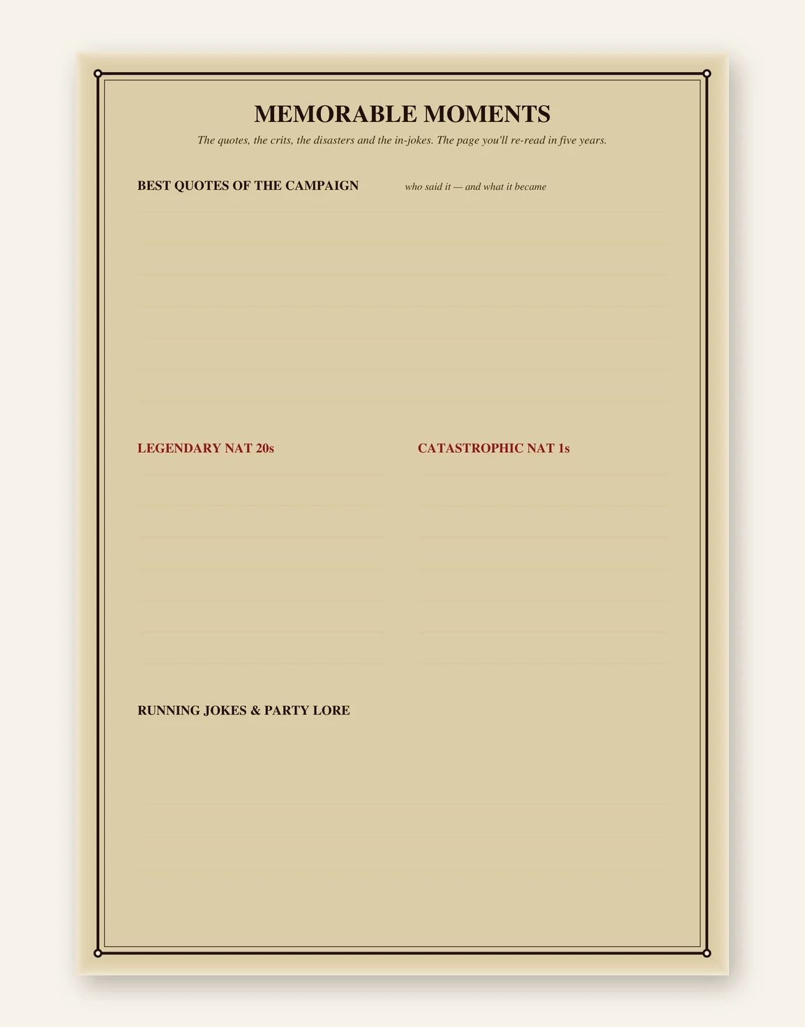 DnD Campaign Journal Printable 5e — Preview page 3