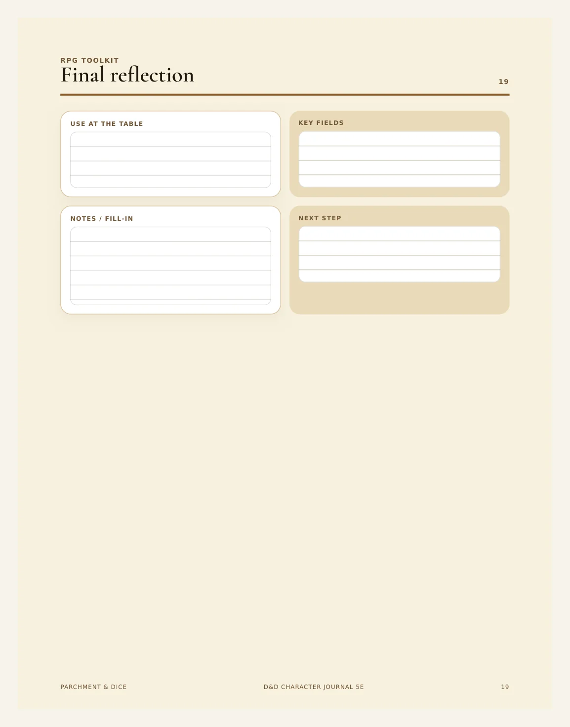 DnD Character Journal Printable 5e — Character Journal Actual Buyer Preview 3