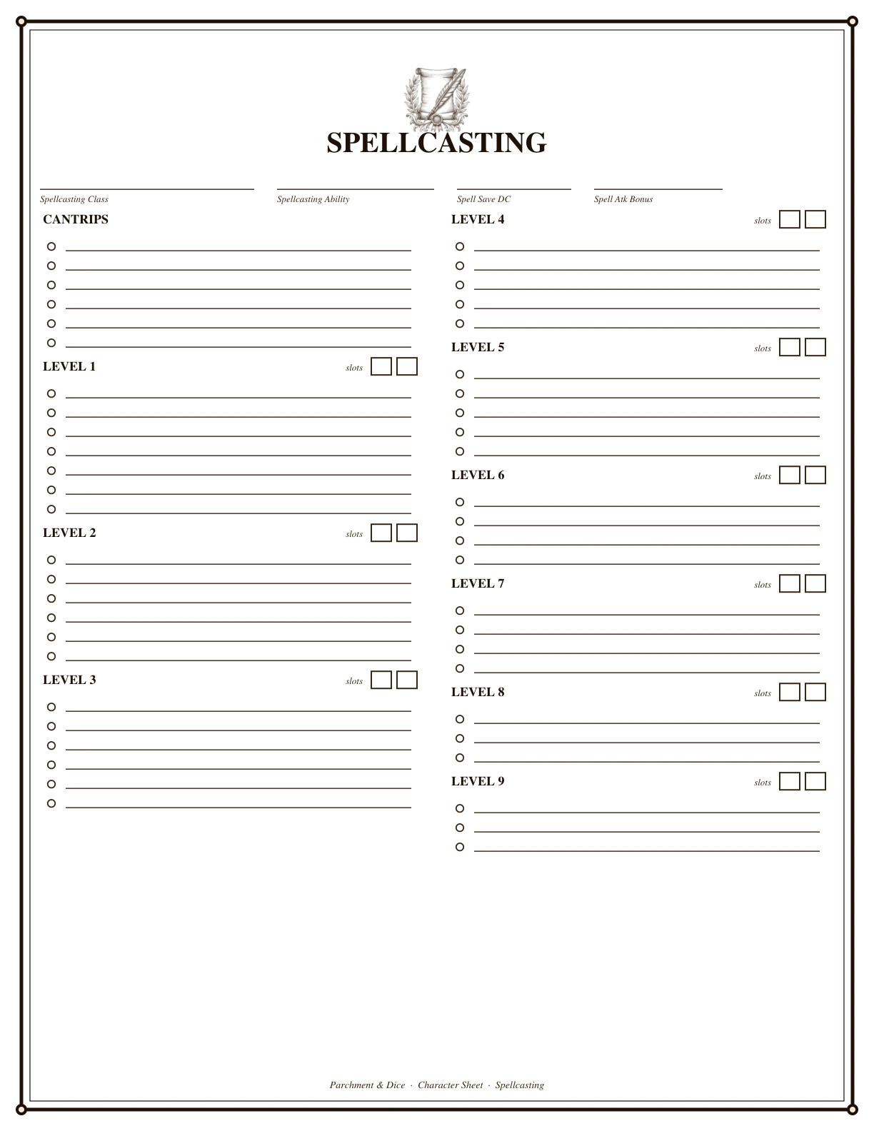 DnD Character Sheet Printable — Preview page 3