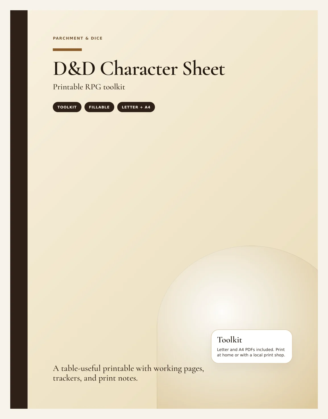 DnD Character Sheet Printable — Preview page 1