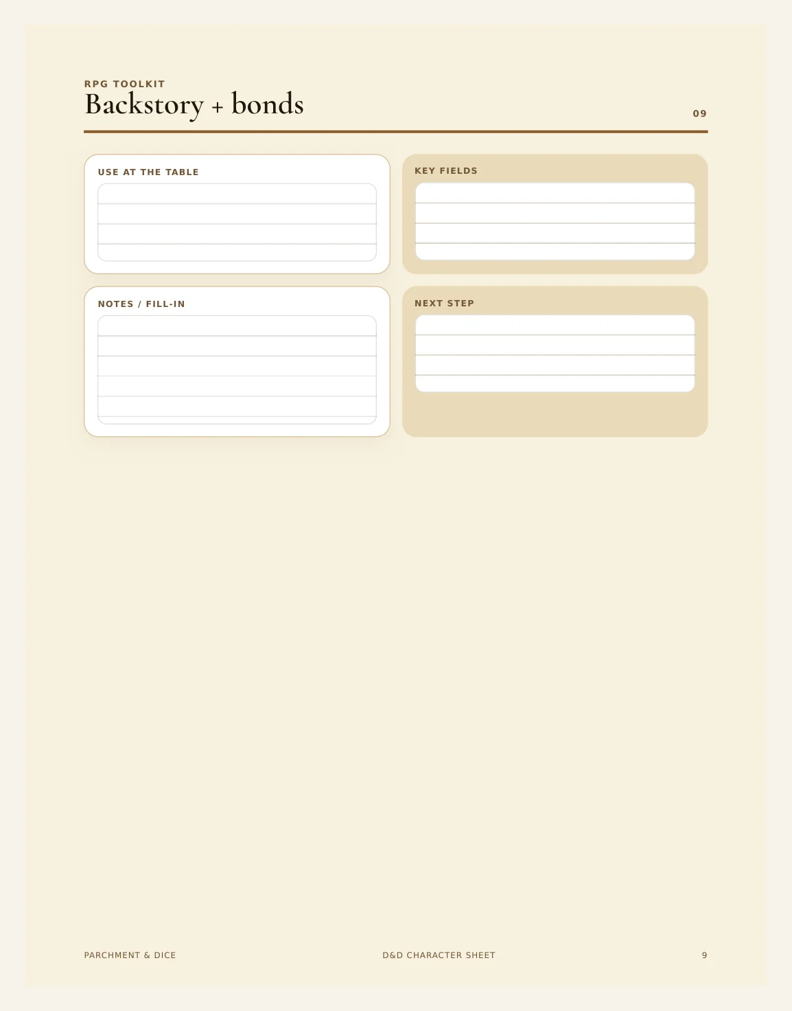 DnD Character Sheet Printable — Character Sheet Actual Buyer Preview 3