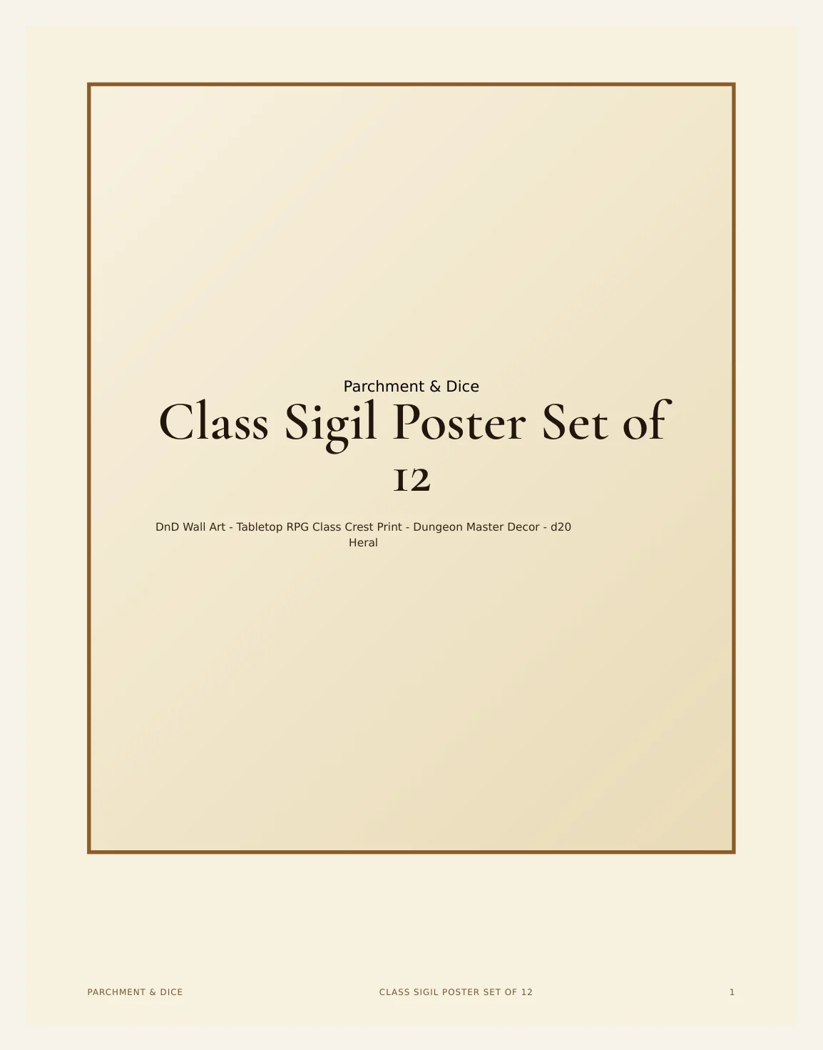Class Sigil Poster Set of 12 - DnD Wall Art - Tabletop RPG Class Crest Print - Dungeon Master Decor - d20 Heraldry - Instant Download — Preview page 2