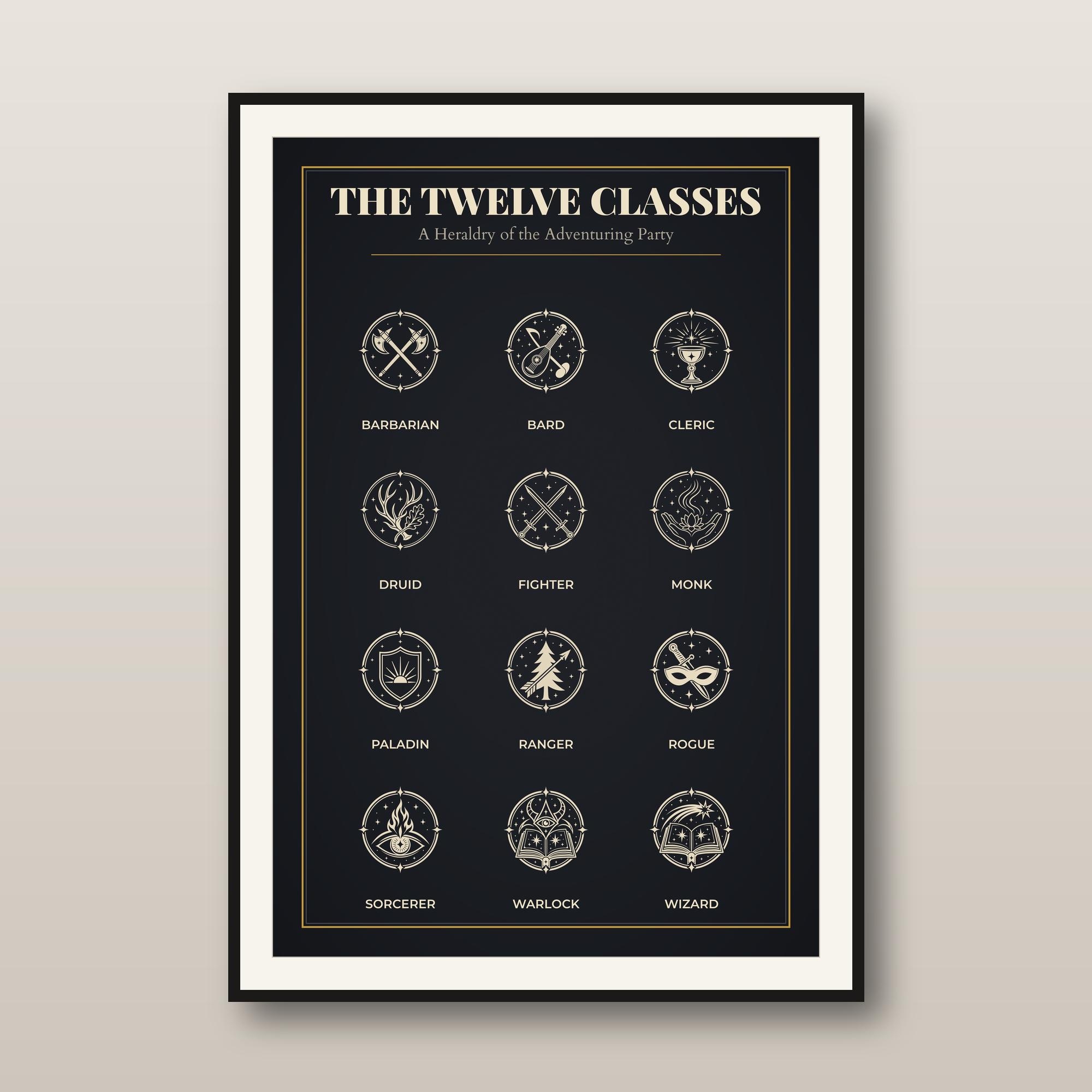 Class Sigil Poster Set of 12 - DnD Wall Art - Tabletop RPG Class Crest Print - Dungeon Master Decor - d20 Heraldry - Instant Download — DnD Wall Art - Tabletop RPG Class Crest Print - Dungeon Master Decor - d20 Heral