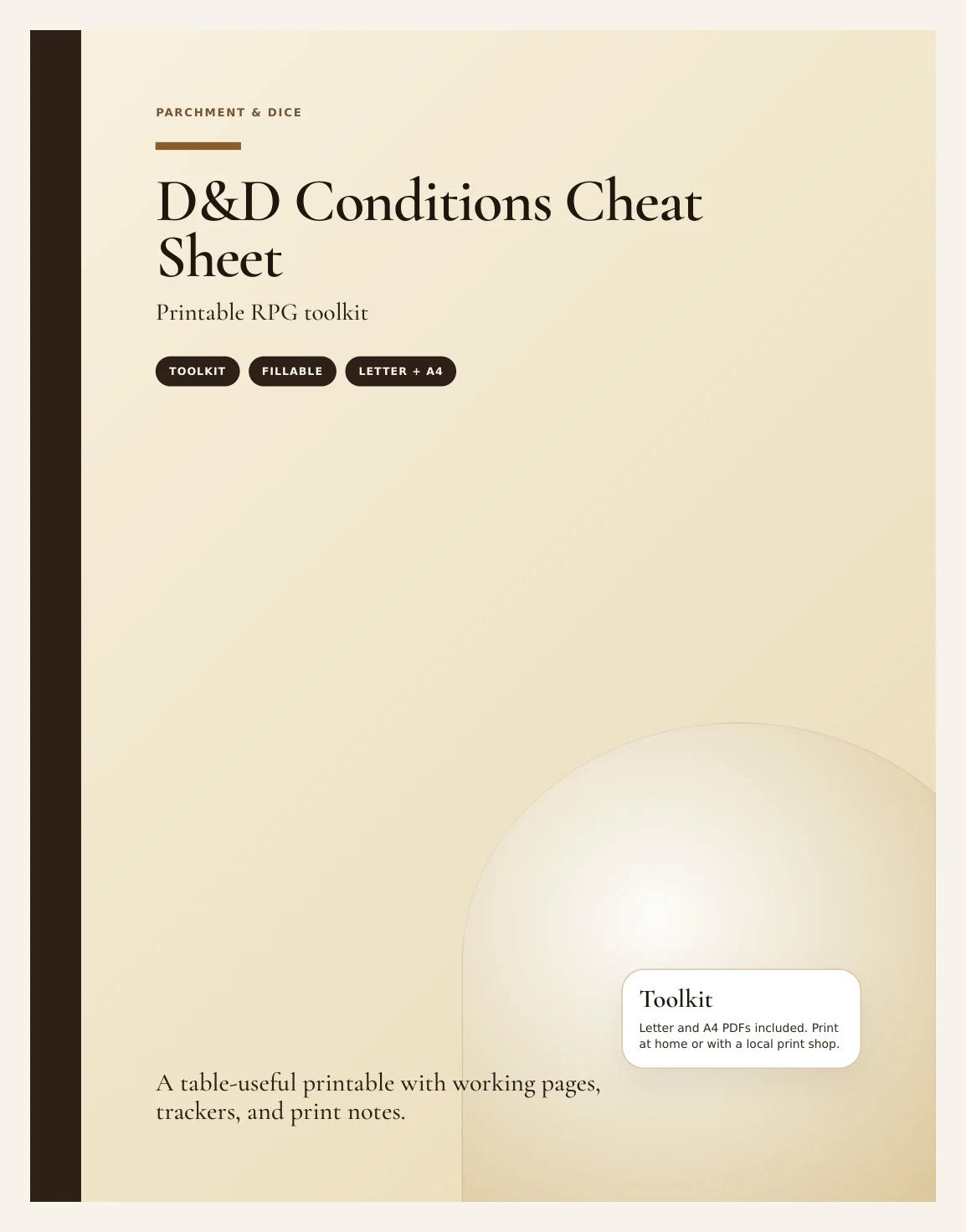 DnD Conditions Cheat Sheet - Dungeons and Dragons Reference Print - DM Quick Reference Wall Art - 5e Game Room Poster - Instant Download — Preview page 1