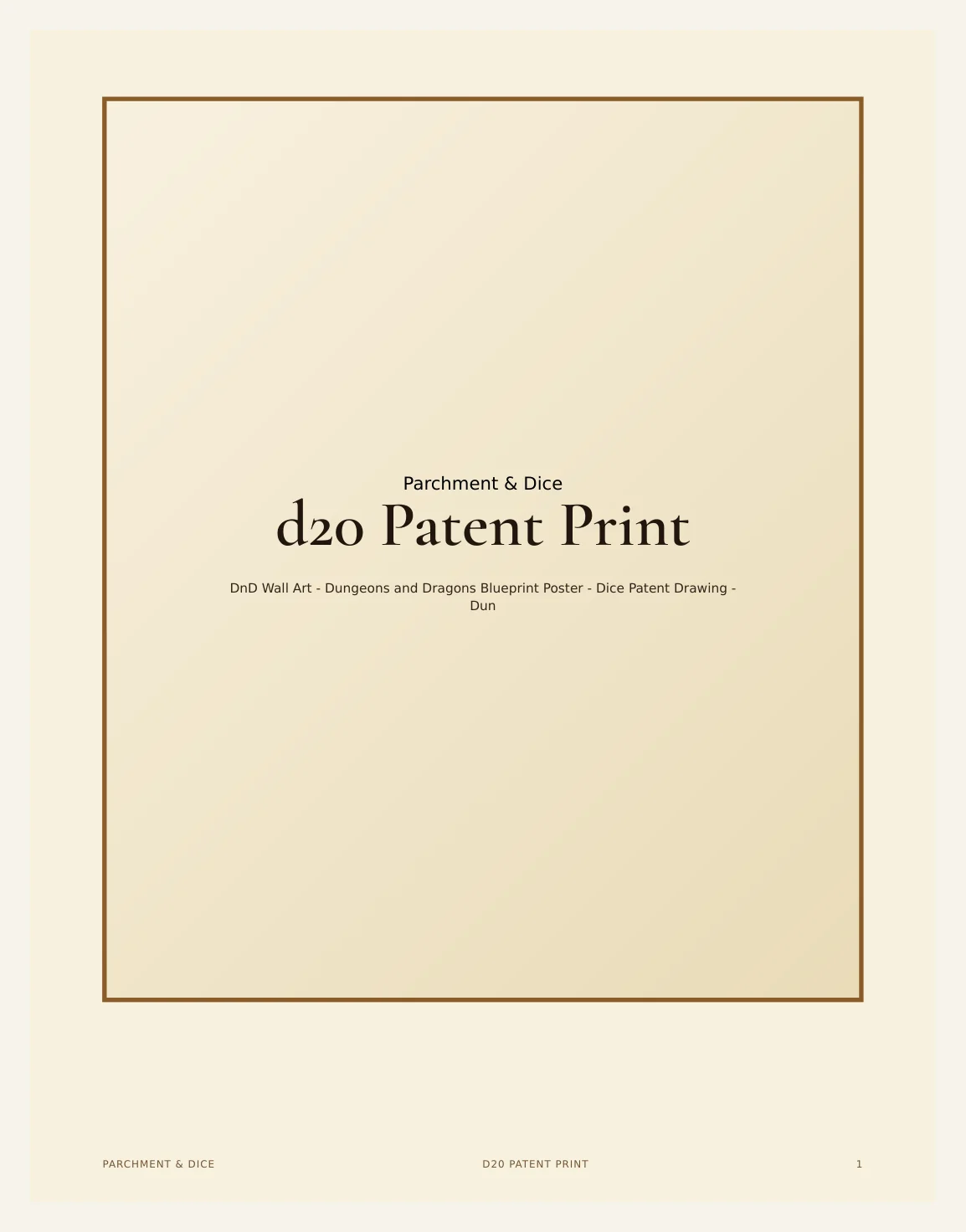 d20 Patent Print - DnD Wall Art - Dungeons and Dragons Blueprint Poster - Dice Patent Drawing - Dungeon Master Gift - Instant Download — Preview page 2