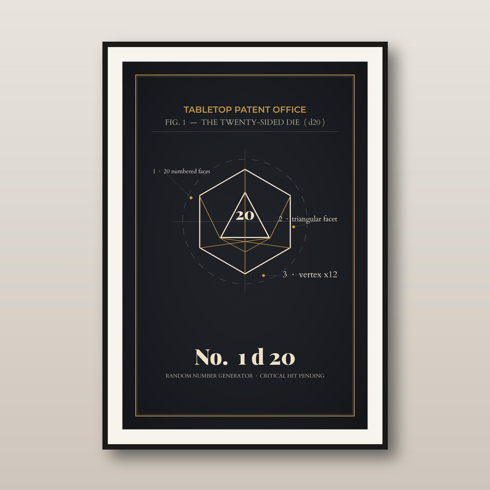 d20 Patent Print - DnD Wall Art - Dungeons and Dragons Blueprint Poster - Dice Patent Drawing - Dungeon Master Gift - Instant Download — DnD Wall Art - Dungeons and Dragons Blueprint Poster - Dice Patent Drawing - Dun
