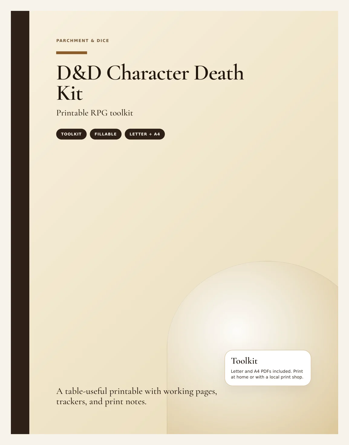 DnD Character Death Kit 5e Printable PDF | Death Certificate Last Will Tombstone Obituary Save Tracker | Funny DM Gift — Preview page 1