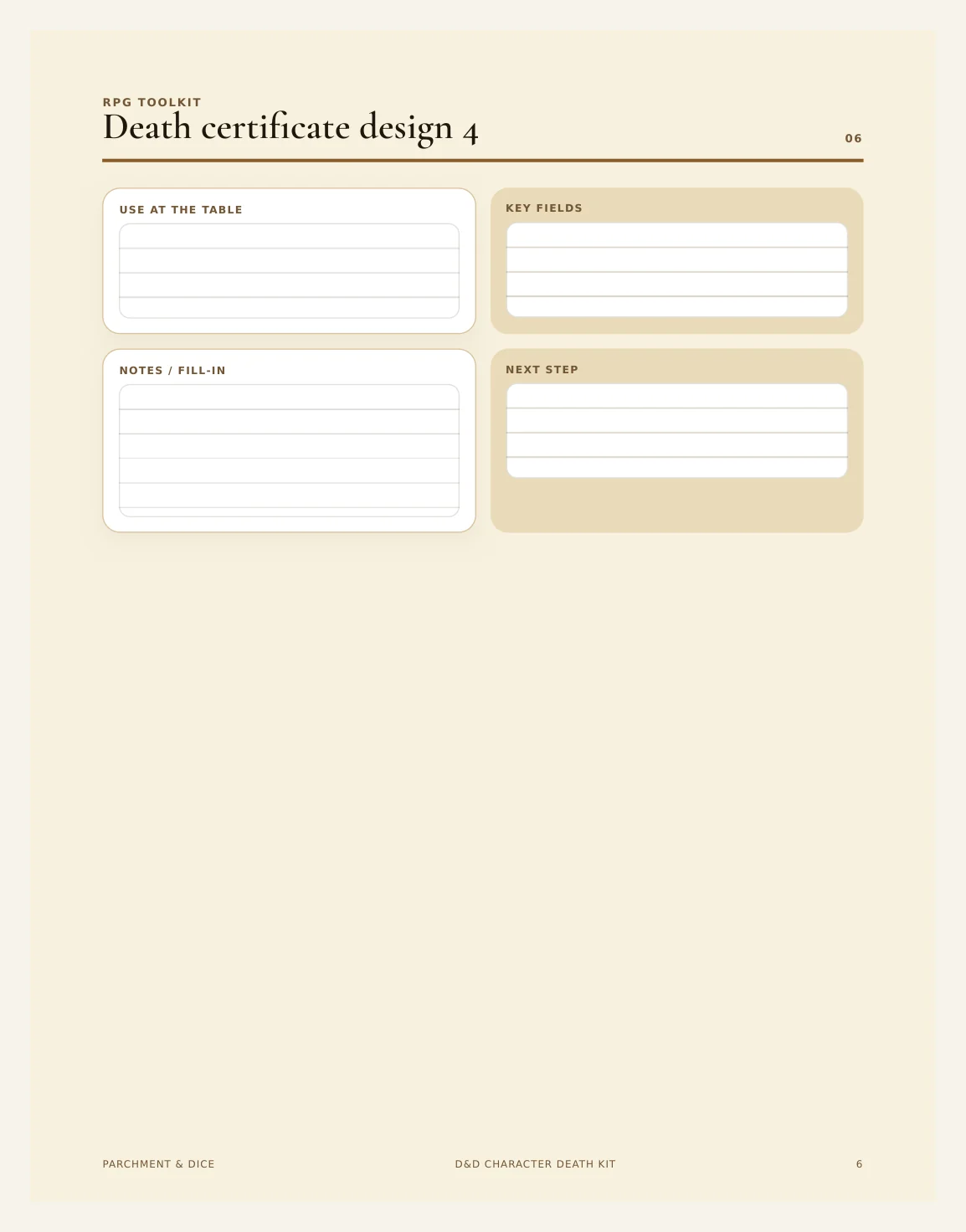 DnD Character Death Kit 5e Printable PDF | Death Certificate Last Will Tombstone Obituary Save Tracker | Funny DM Gift — Preview page 2