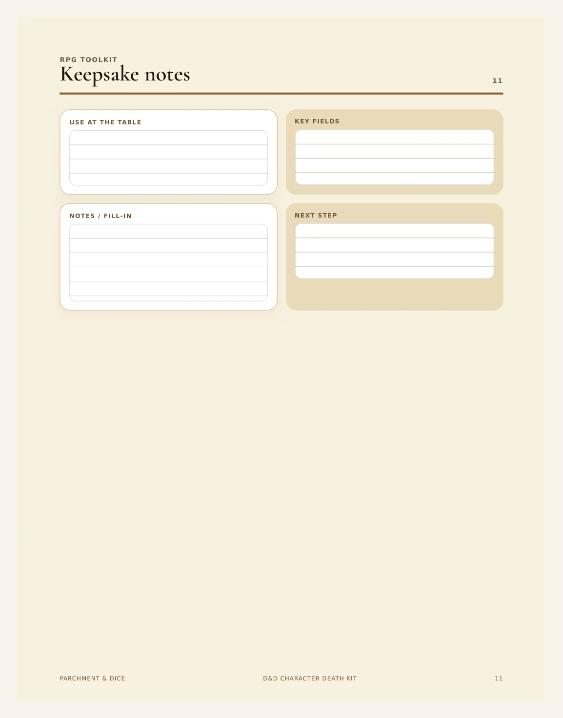 DnD Character Death Kit 5e Printable PDF | Death Certificate Last Will Tombstone Obituary Save Tracker | Funny DM Gift — Death Kit Bundle Actual Buyer Preview 3