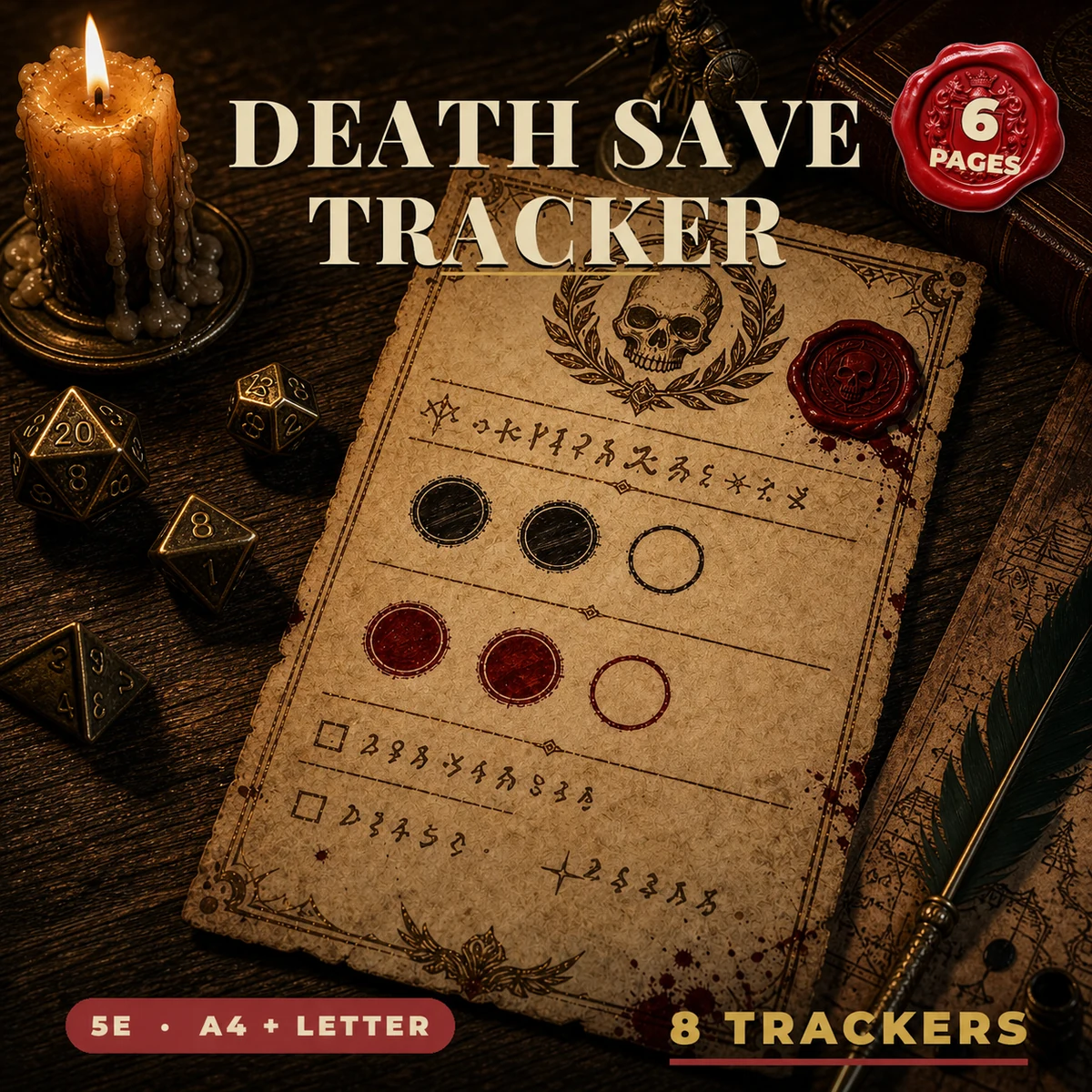 DnD Death Saving Throw Tracker Printable — Reusable death saving throw tracker cards