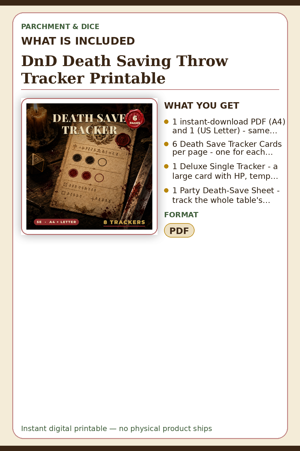DnD Death Saving Throw Tracker Printable — What is included