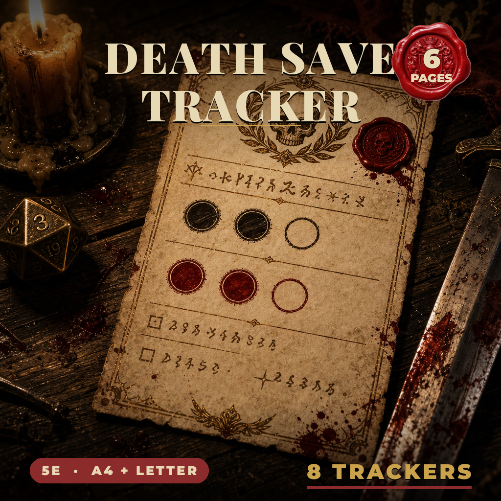 DnD Death Saving Throw Tracker Printable — Reusable death saving throw tracker cards
