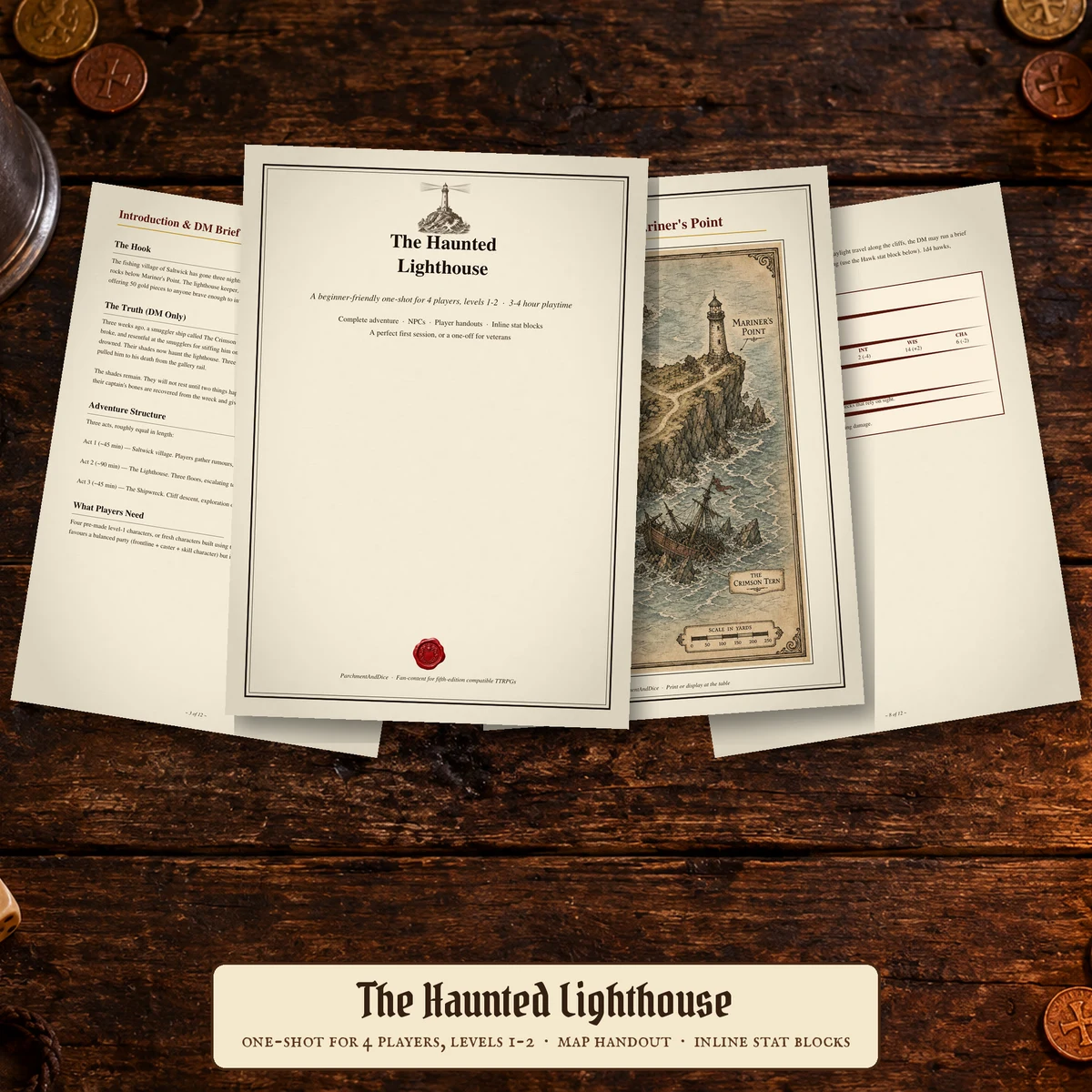 DnD One Shot Adventure 5e — The Haunted Lighthouse — Beginner-friendly one-shot, levels 1-2