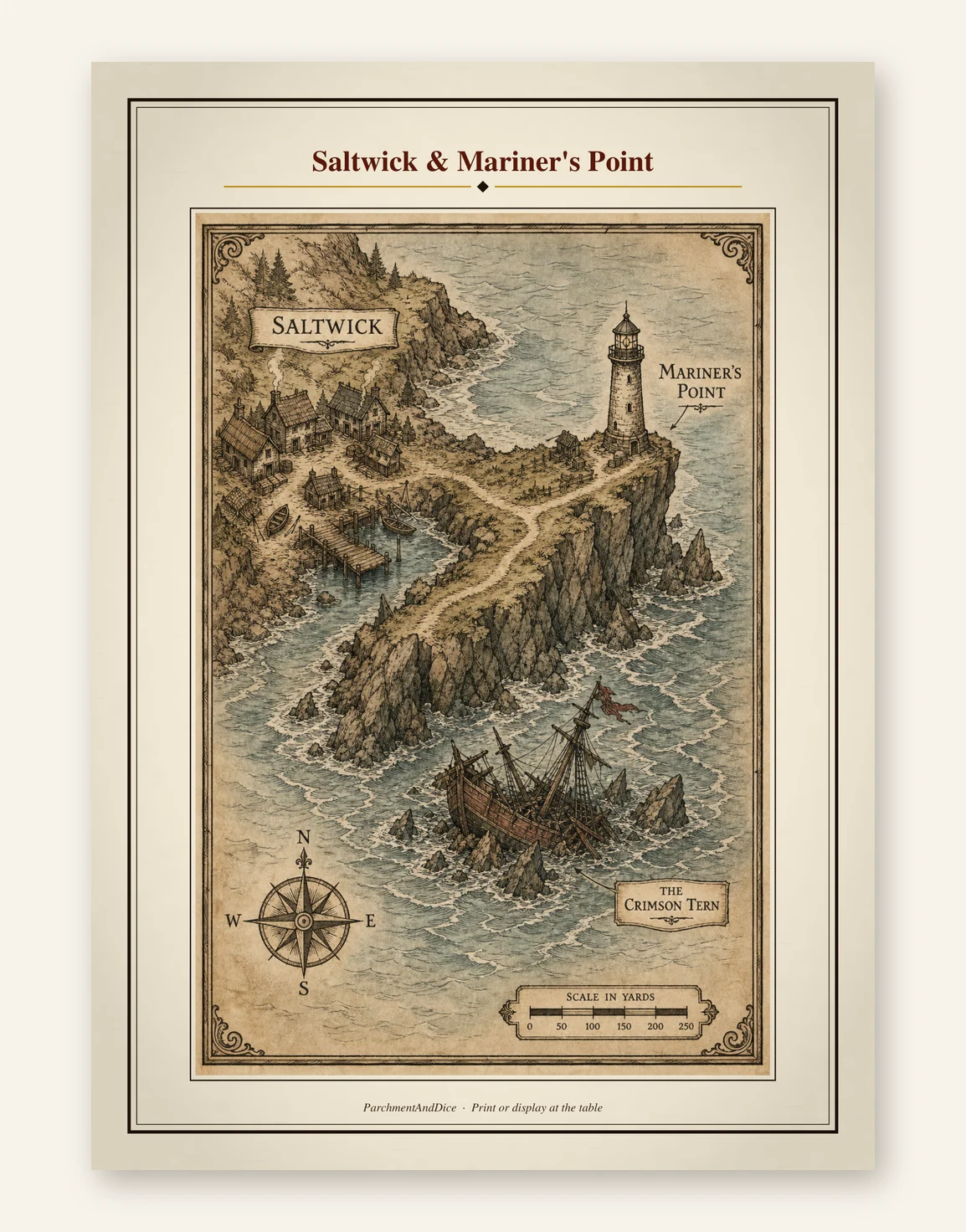 DnD One Shot Adventure 5e — The Haunted Lighthouse — Preview page 1