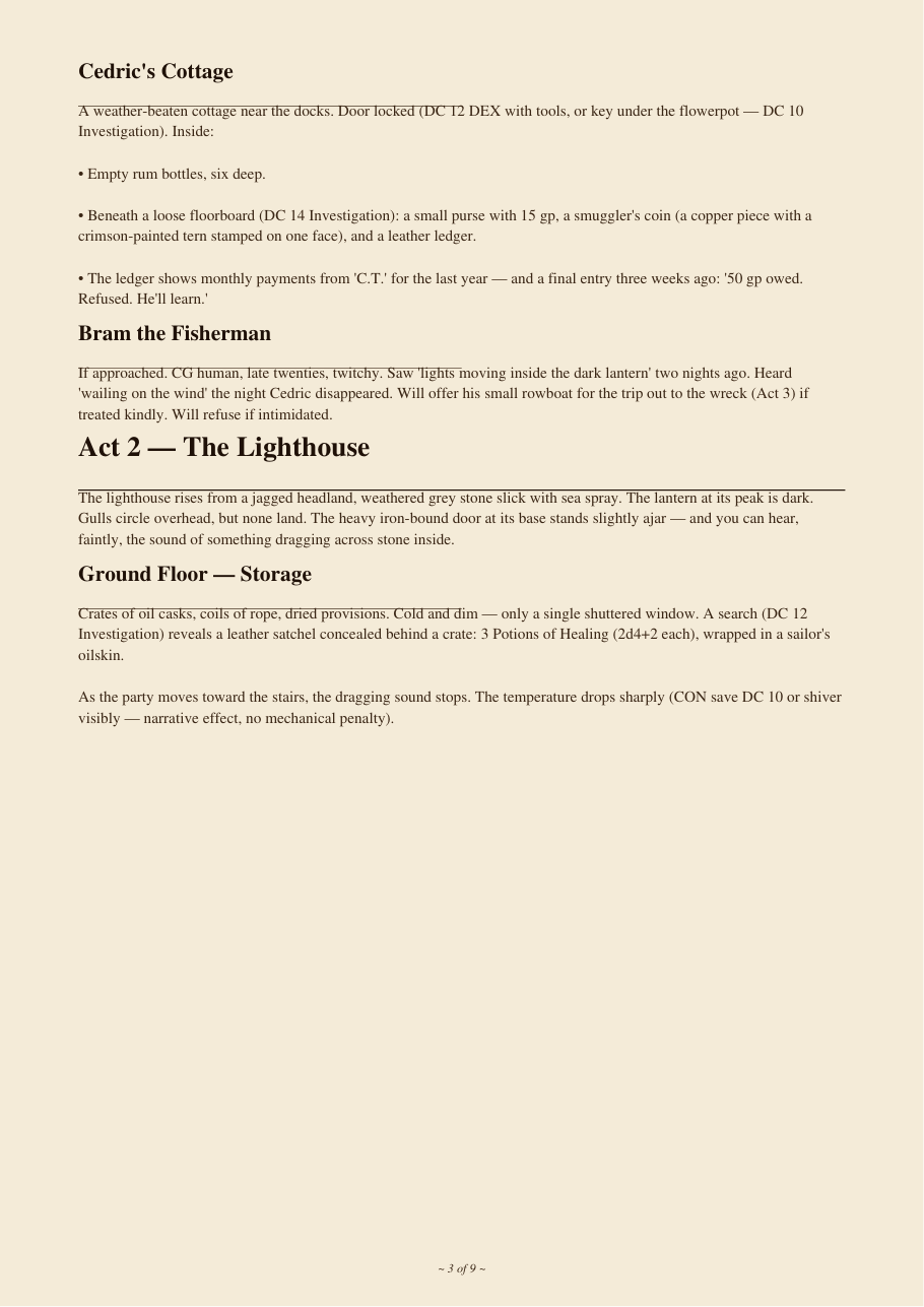 DnD One Shot Adventure 5e — The Haunted Lighthouse preview 3