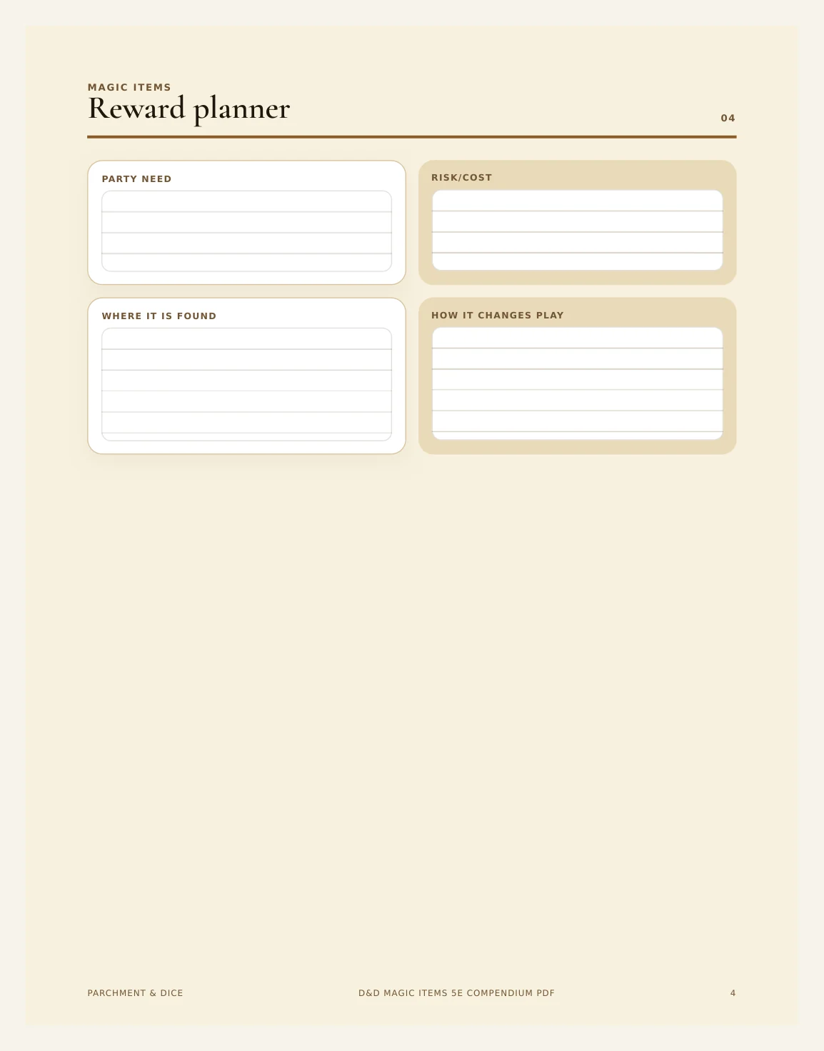 DnD Magic Items Printable 5e Compendium PDF — Magic Items Actual Buyer Preview 3