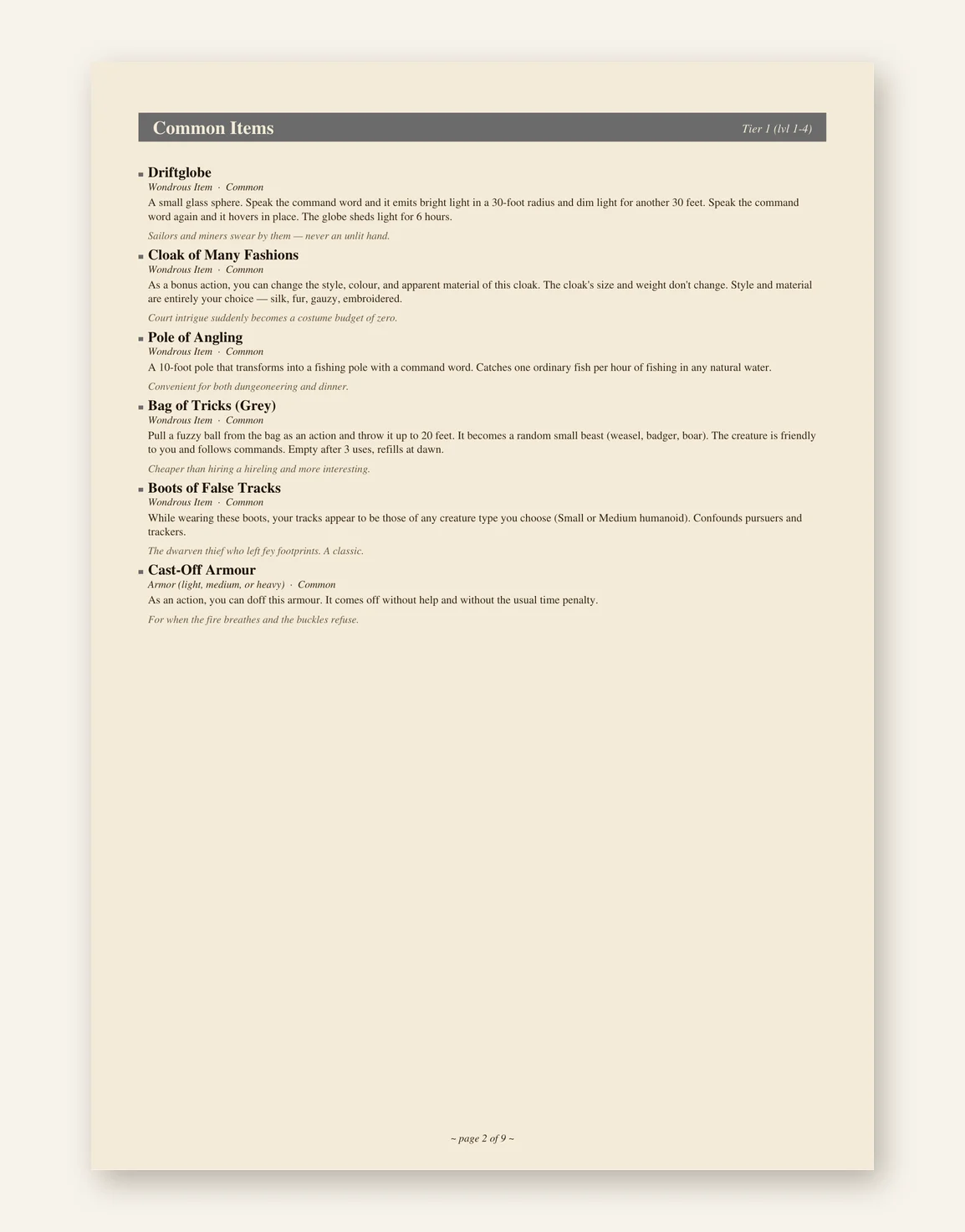 DnD Magic Items Printable 5e Compendium PDF — Preview page 1