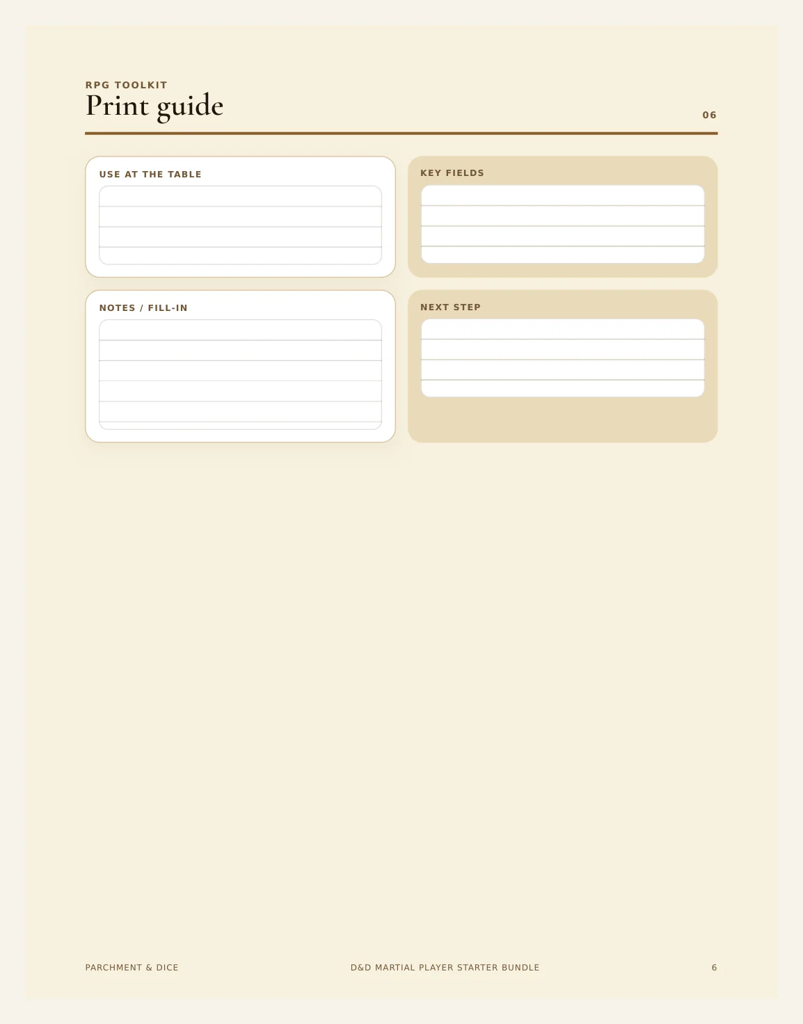 DnD Martial Player Starter Bundle 5e Printable PDF | Fighter Barbarian Rogue Monk | Character Sheet Journal Trackers No Spells — Martial Starter Bundle Actual Buyer Preview 3