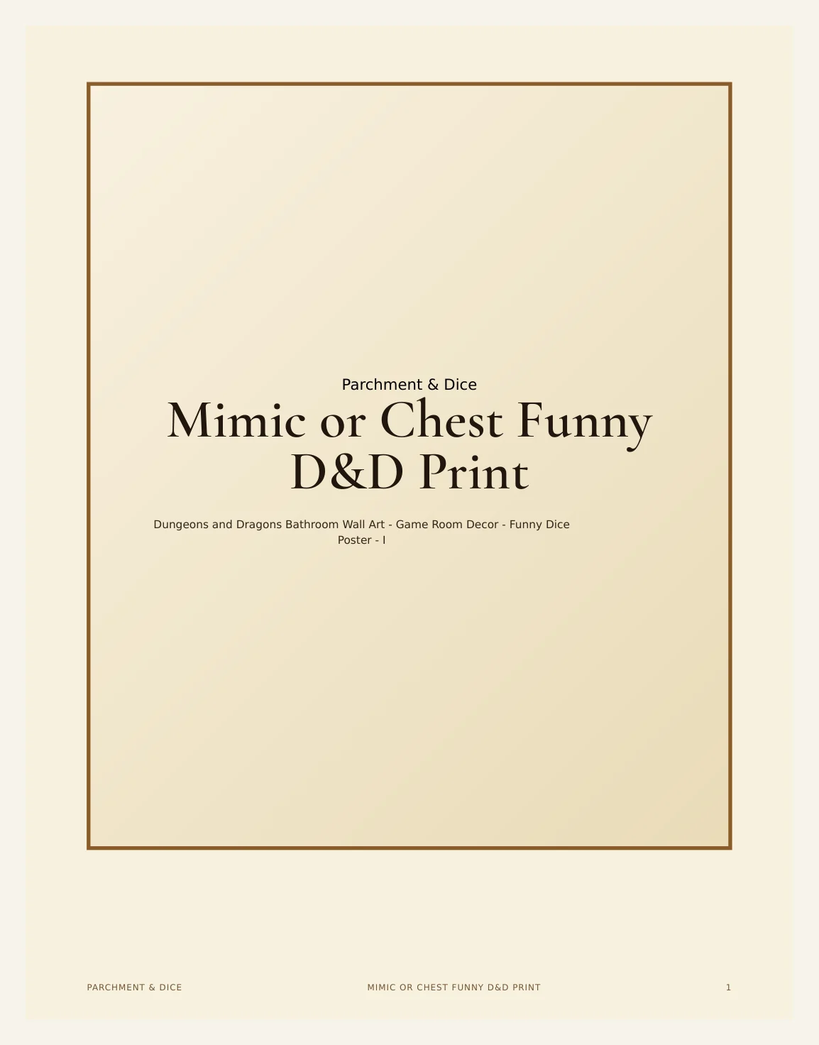 Mimic or Chest Funny DnD Print - Dungeons and Dragons Bathroom Wall Art - Game Room Decor - Funny Dice Poster - Instant Download — Preview page 2