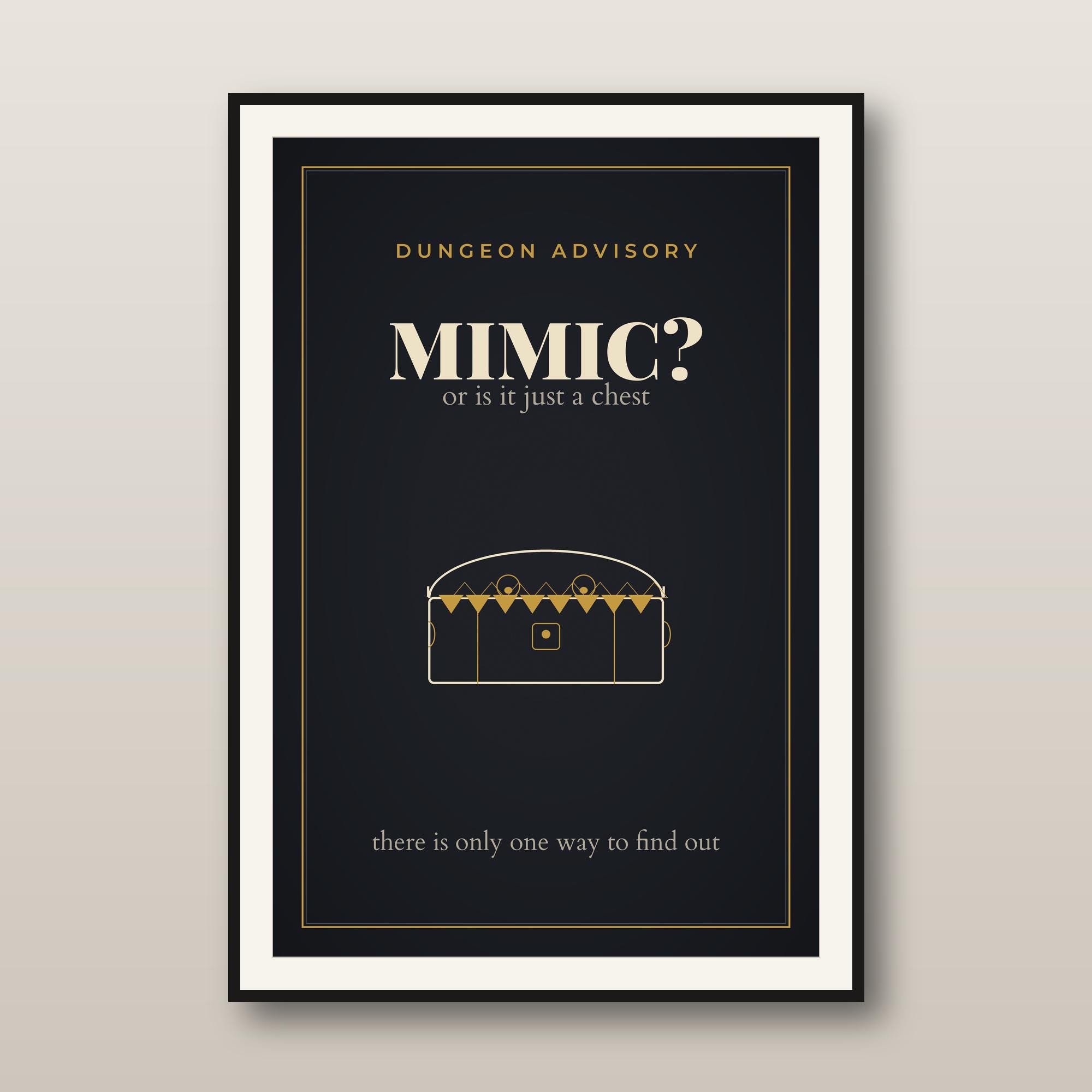 Mimic or Chest Funny DnD Print - Dungeons and Dragons Bathroom Wall Art - Game Room Decor - Funny Dice Poster - Instant Download — Dungeons and Dragons Bathroom Wall Art - Game Room Decor - Funny Dice Poster - I