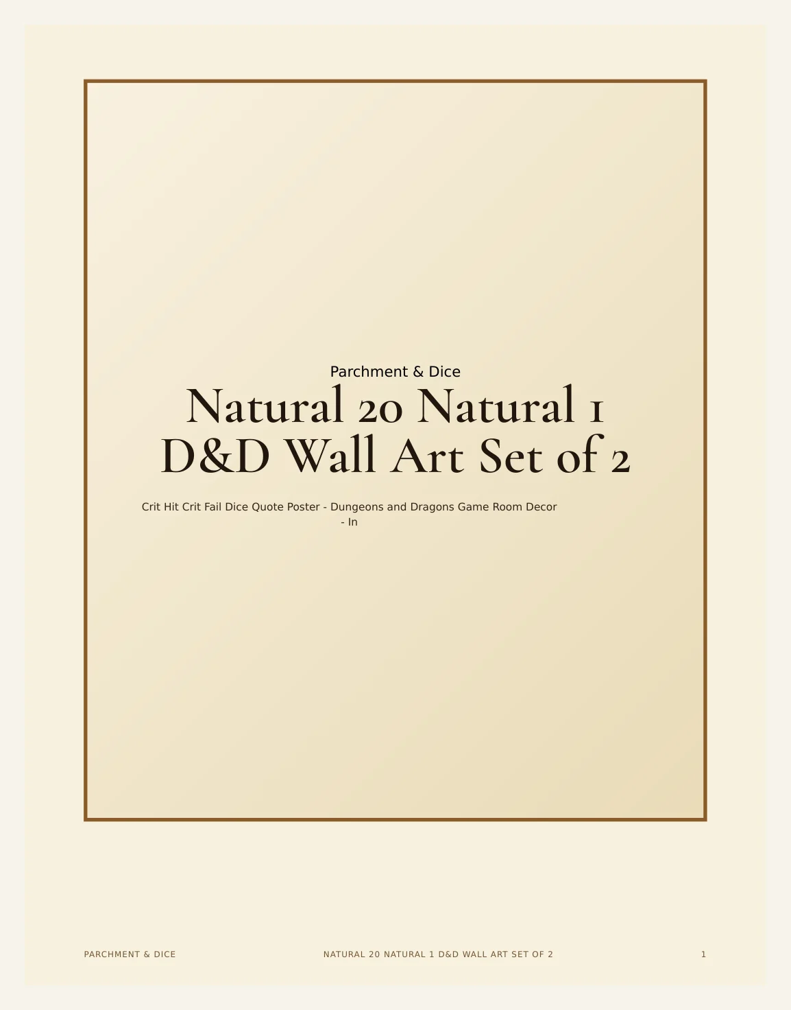 Natural 20 Natural 1 DnD Wall Art Set of 2 - Crit Hit Crit Fail Dice Quote Poster - Dungeons and Dragons Game Room Decor - Instant Download — Preview page 2