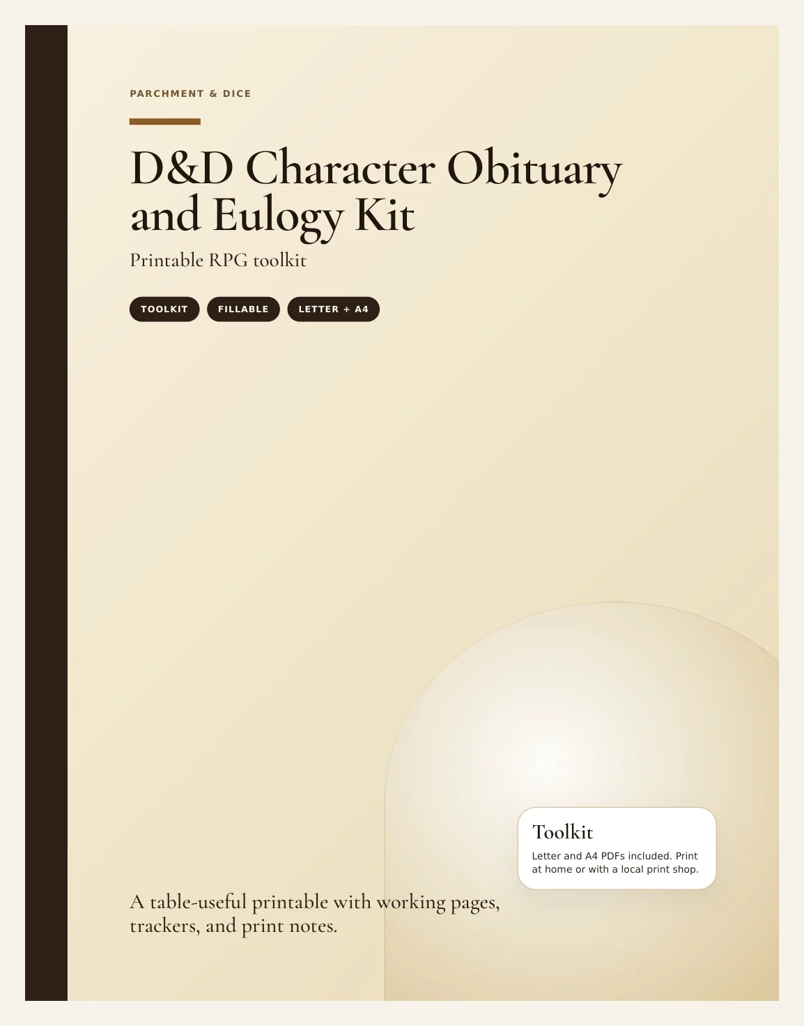 DnD Character Obituary and Eulogy Kit Printable — Preview page 1