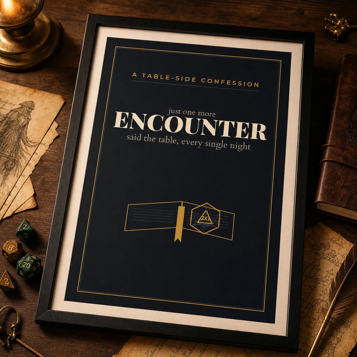 Just One More Encounter Print - Dark Academia DnD Wall Art - Bookish Dungeons and Dragons Gift - Dice Quote Poster - Instant Download — Dark Academia DnD Wall Art - Bookish Dungeons and Dragons Gift - Dice Quote Post
