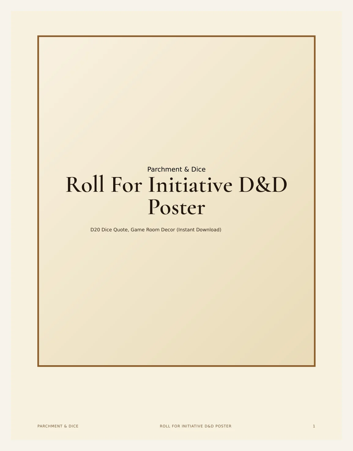 Roll For Initiative D&D Poster – D20 Dice Quote, Game Room Decor (Instant Download) — Preview page 2