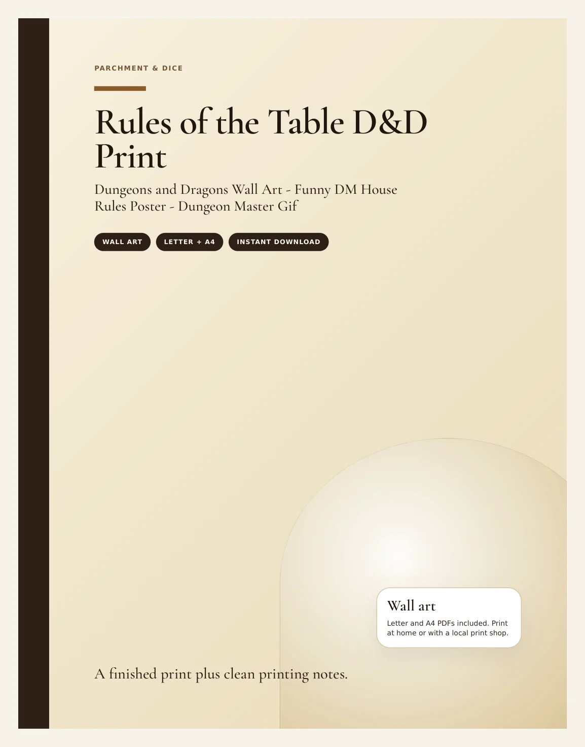 Rules of the Table DnD Print - Dungeons and Dragons Wall Art - Funny DM House Rules Poster - Dungeon Master Gift - Instant Download — Preview page 1