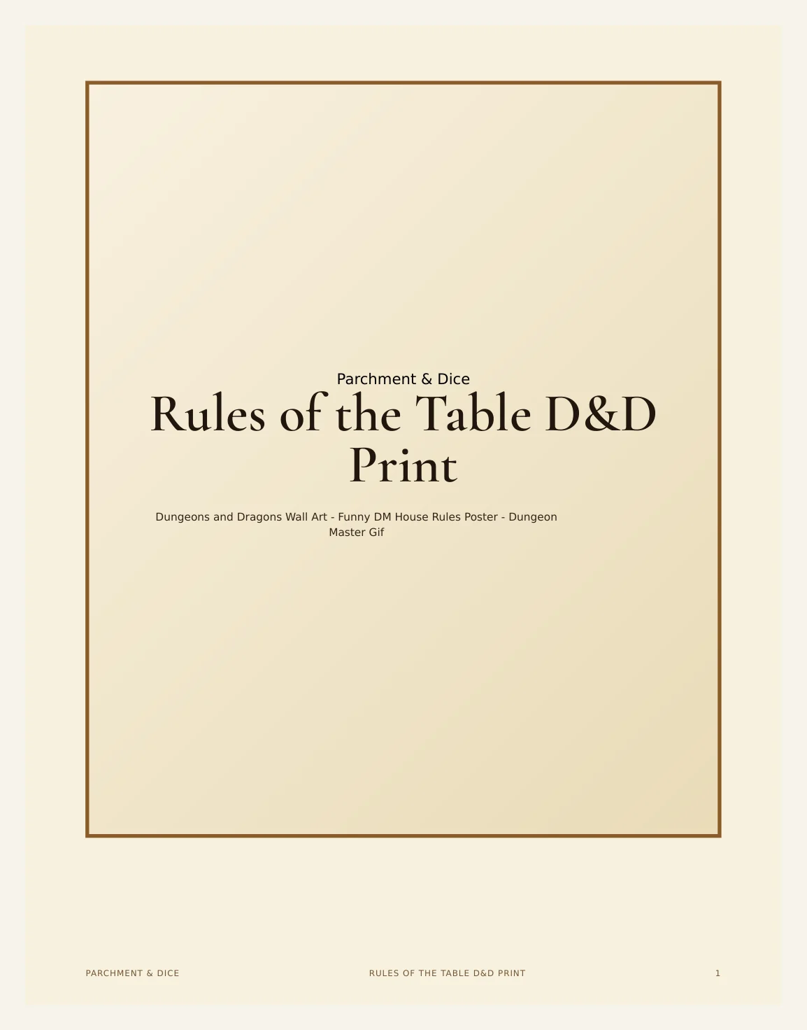 Rules of the Table DnD Print - Dungeons and Dragons Wall Art - Funny DM House Rules Poster - Dungeon Master Gift - Instant Download — Preview page 2