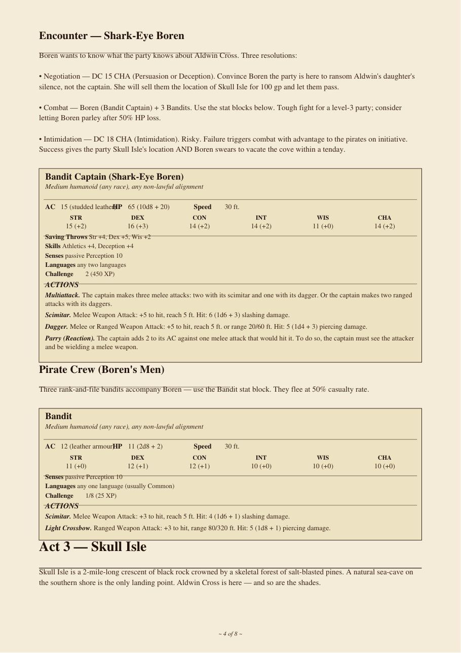 DnD Pirate One Shot Adventure 5e — The Curse of the Sapphire Tide preview 4