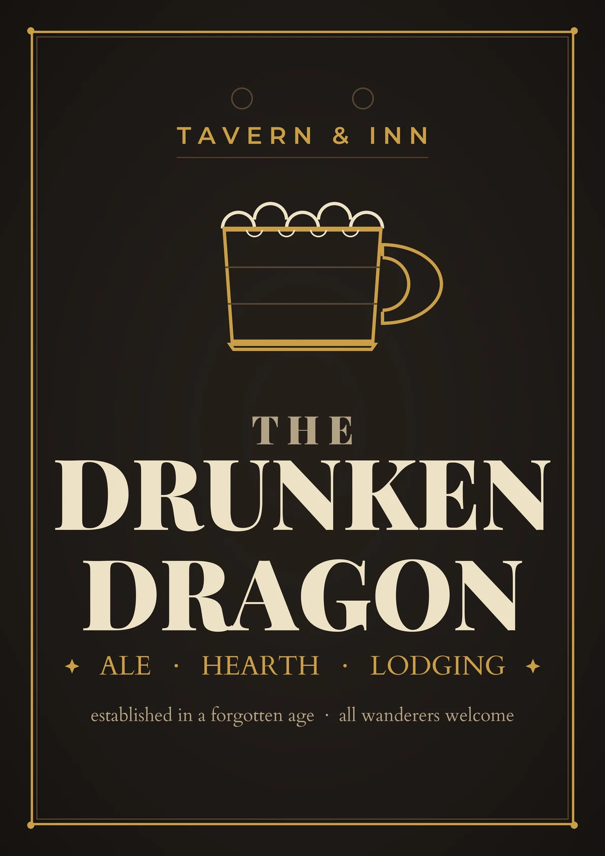 DnD Tavern Sign Printable - Fantasy Inn Wall Art - Dungeons and Dragons Game Room Decor - Tabletop RPG Bar Sign Poster - Instant Download — Preview page 1