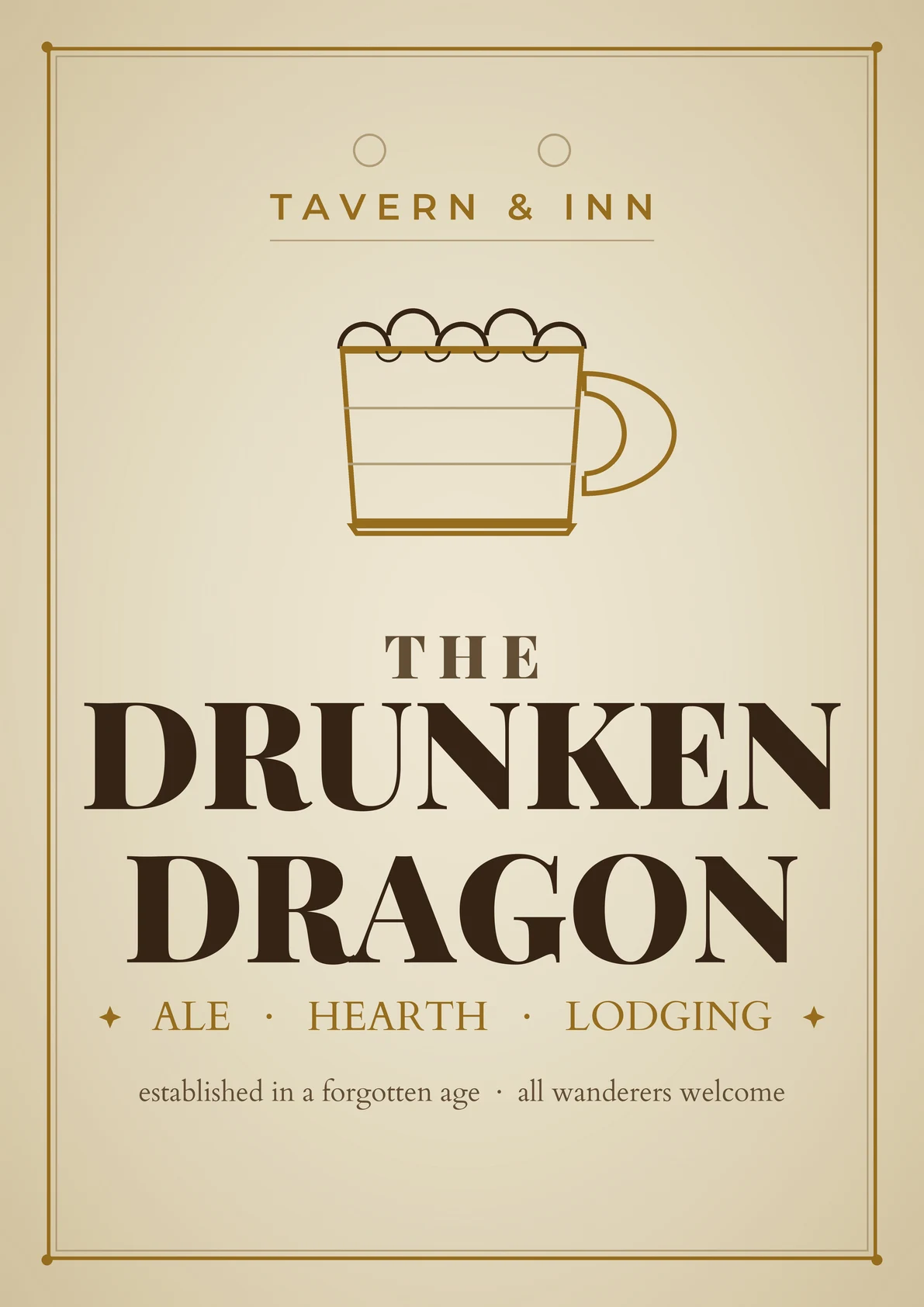 DnD Tavern Sign Printable - Fantasy Inn Wall Art - Dungeons and Dragons Game Room Decor - Tabletop RPG Bar Sign Poster - Instant Download — Preview page 2