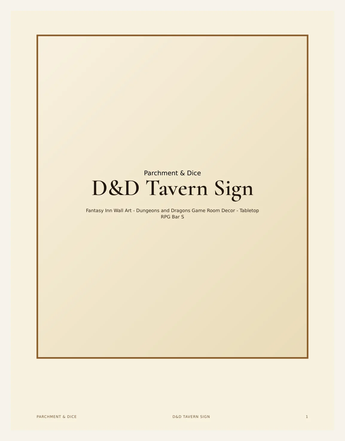 DnD Tavern Sign Printable - Fantasy Inn Wall Art - Dungeons and Dragons Game Room Decor - Tabletop RPG Bar Sign Poster - Instant Download — Preview page 2