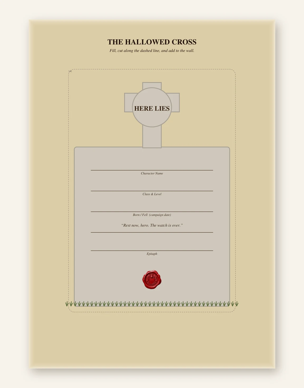 DnD Tombstone Printable — Preview page 2