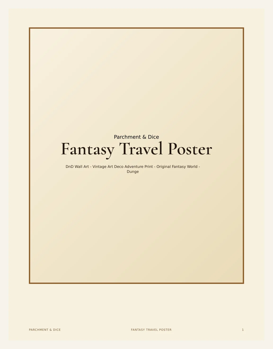 Fantasy Travel Poster - DnD Wall Art - Vintage Art Deco Adventure Print - Original Fantasy World - Dungeon Master Gift - Instant Download — Preview page 2