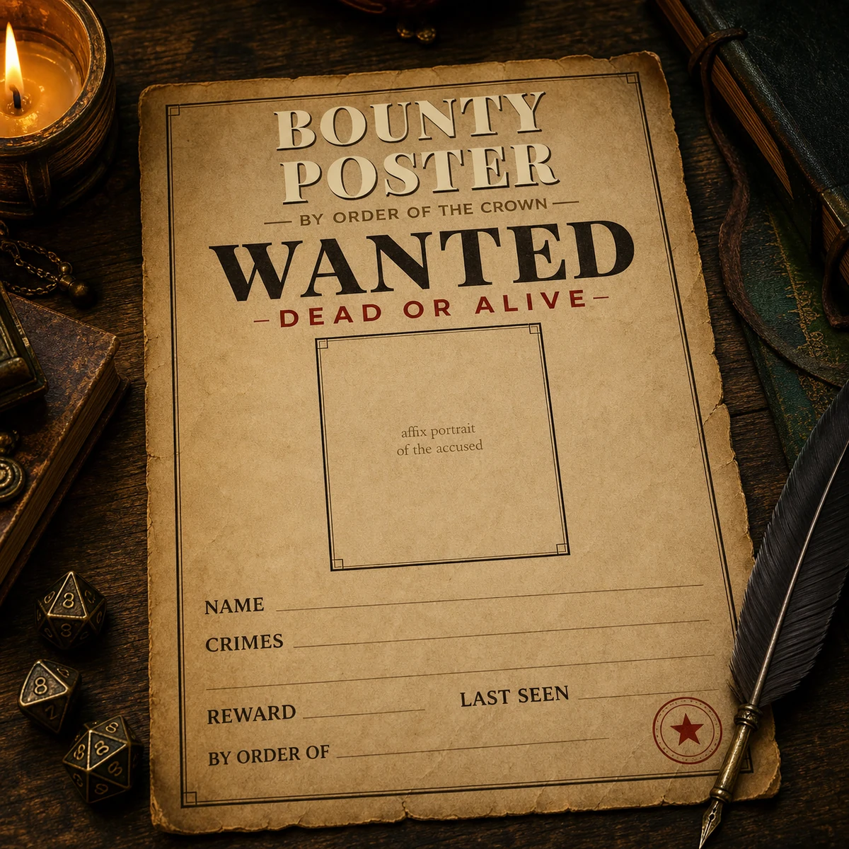DnD WANTED Poster Printable - Fillable Bounty Notice - Dungeons and Dragons DM Prop - Character Wanted Sign - Instant Download 5 Sizes — Fillable Bounty Notice - Dungeons and Dragons DM Prop - Character Wanted Sign - 