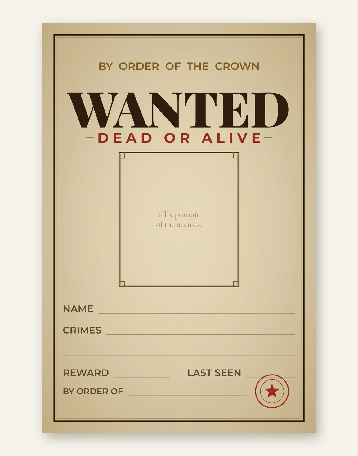 DnD WANTED Poster Printable - Fill-In Bounty Notice - Dungeons and Dragons DM Prop - Character Wanted Sign - Instant Download 5 Sizes — Preview page 3