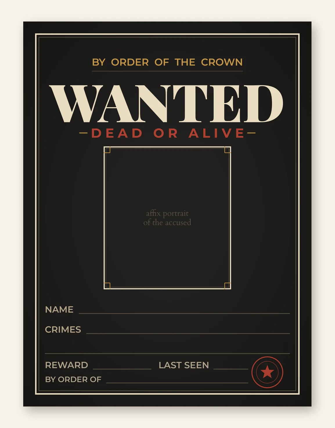 DnD WANTED Poster Printable - Fill-In Bounty Notice - Dungeons and Dragons DM Prop - Character Wanted Sign - Instant Download 5 Sizes — Preview page 2