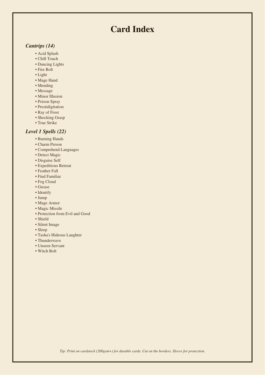 DnD Wizard Spell Cards 5e Printable PDF preview 2