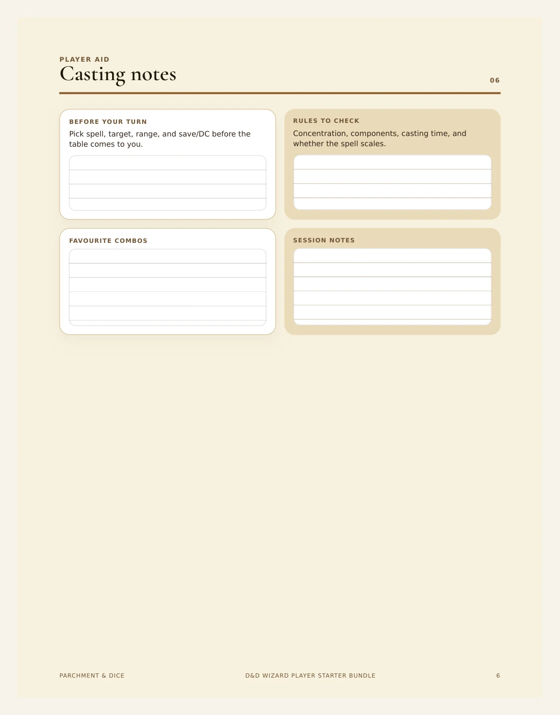 DnD Wizard Player Starter Bundle 5e Printable PDF | Spell Cards Character Journal Death Save Tracker | New Player Gift — Wizard Starter Bundle Actual Buyer Preview 3