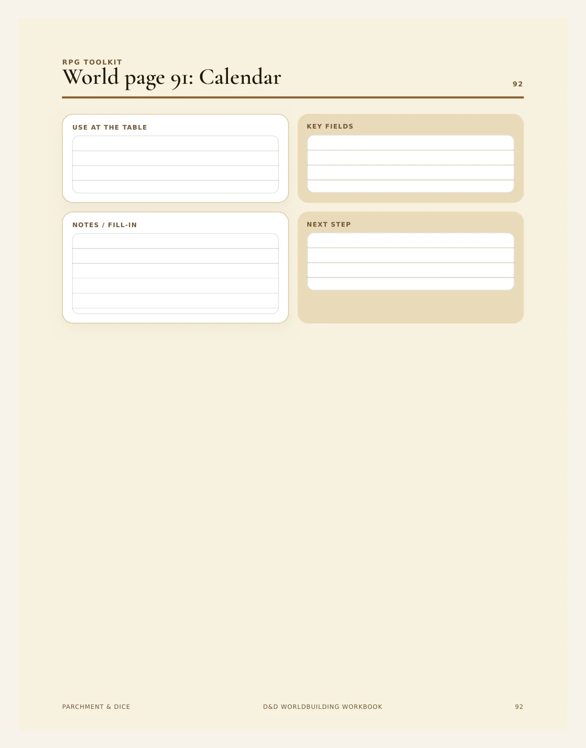 DnD Worldbuilding Workbook Printable — Worldbuilding Actual Buyer Preview 3